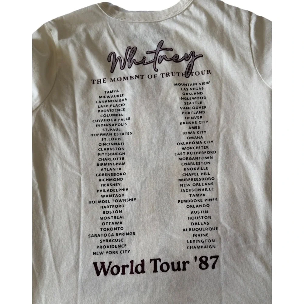 Whitney Houston Tee Shirt World Tour '87 White Size XS Graphic Print Music Band - Picture 2 of 6